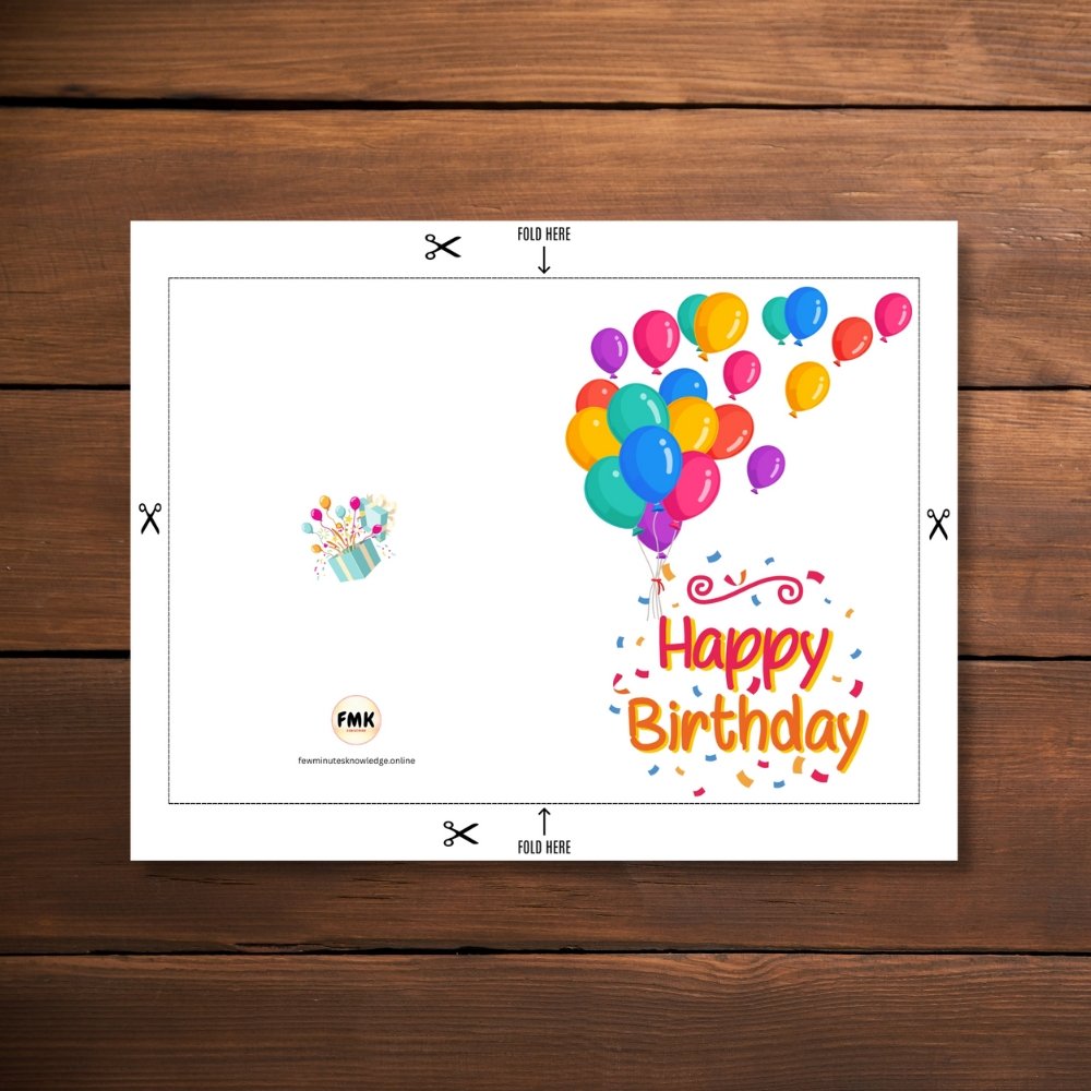 Happy Birthday Greeting Card | Printable 5x7 Inch Digital Download | Colorful Balloons & Confetti #011 - Image 2