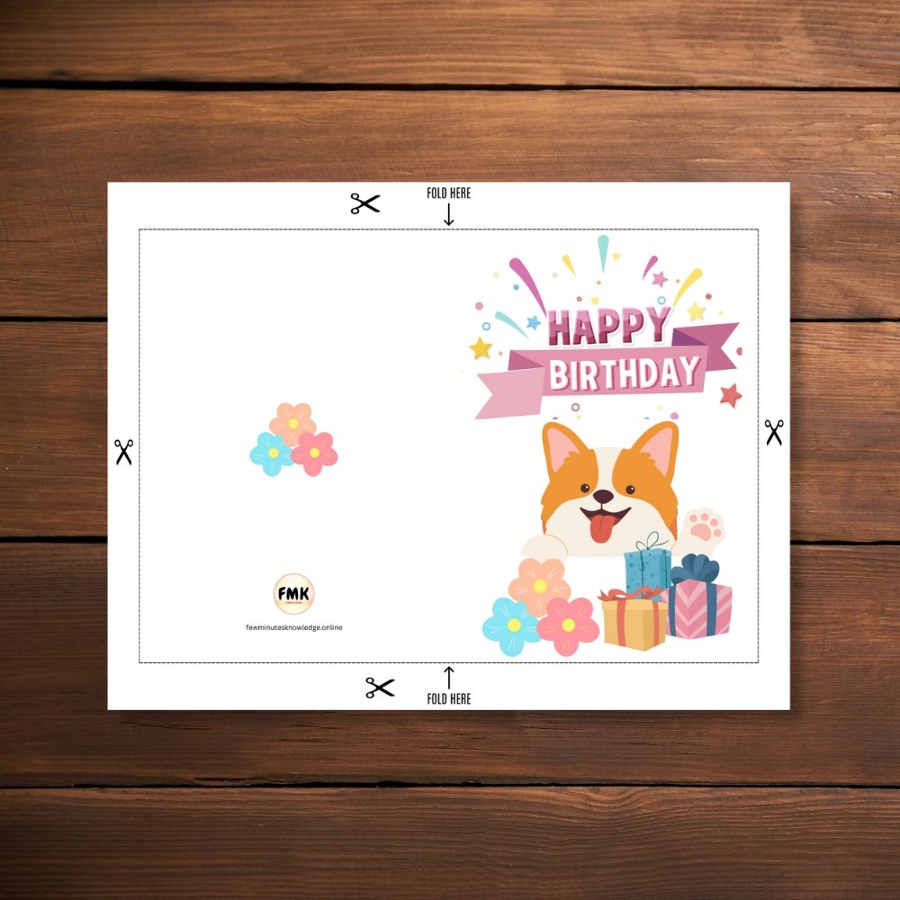 Happy Birthday Dog Greeting Card | Printable 5x7 Inch Digital Download | Cute Puppy & Gifts #009