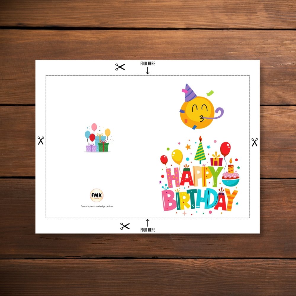 Happy Birthday Greeting Card | Printable 5x7 Inch Digital Download | Fun Emoji & Colorful Party Design #010