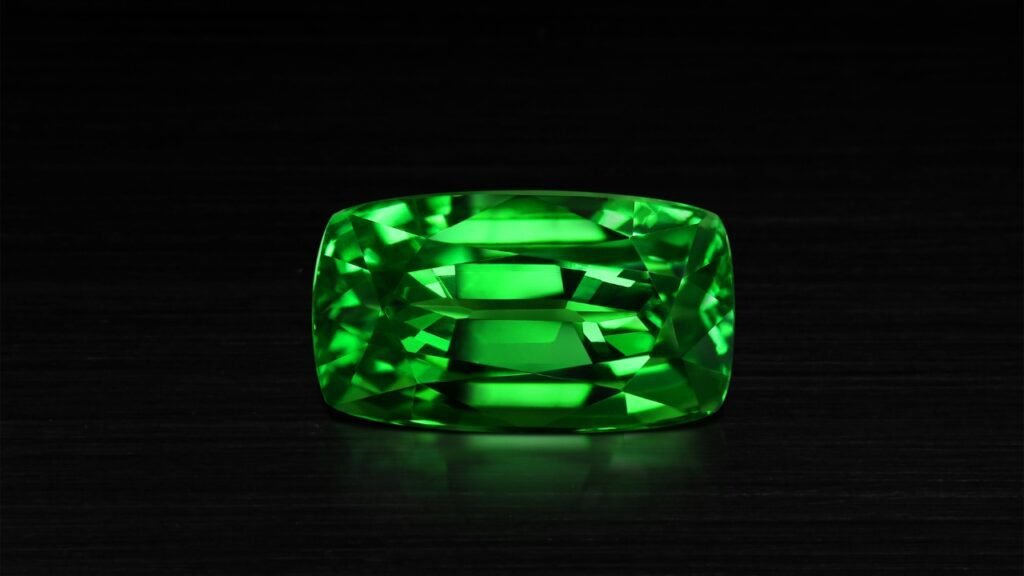 Green tsavorite garnet