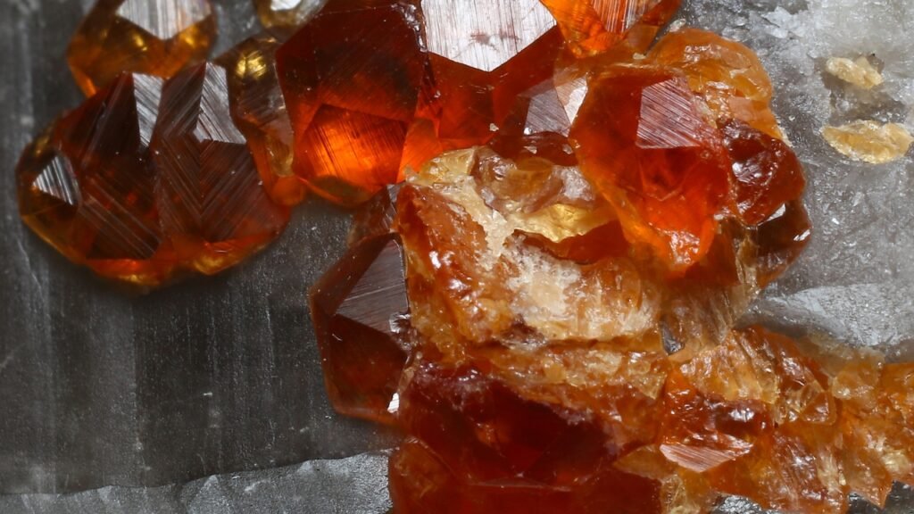 Orange spessartine garnets