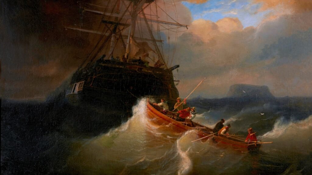 Retrieving the stern boat by Andreas Achenbach