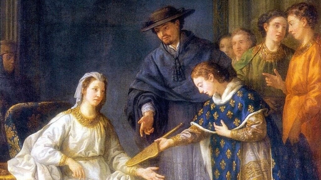 Saint Louis, King of France, handing over the regency to his mother Blanche of Castile by JOSEPH-MARIE VIEN